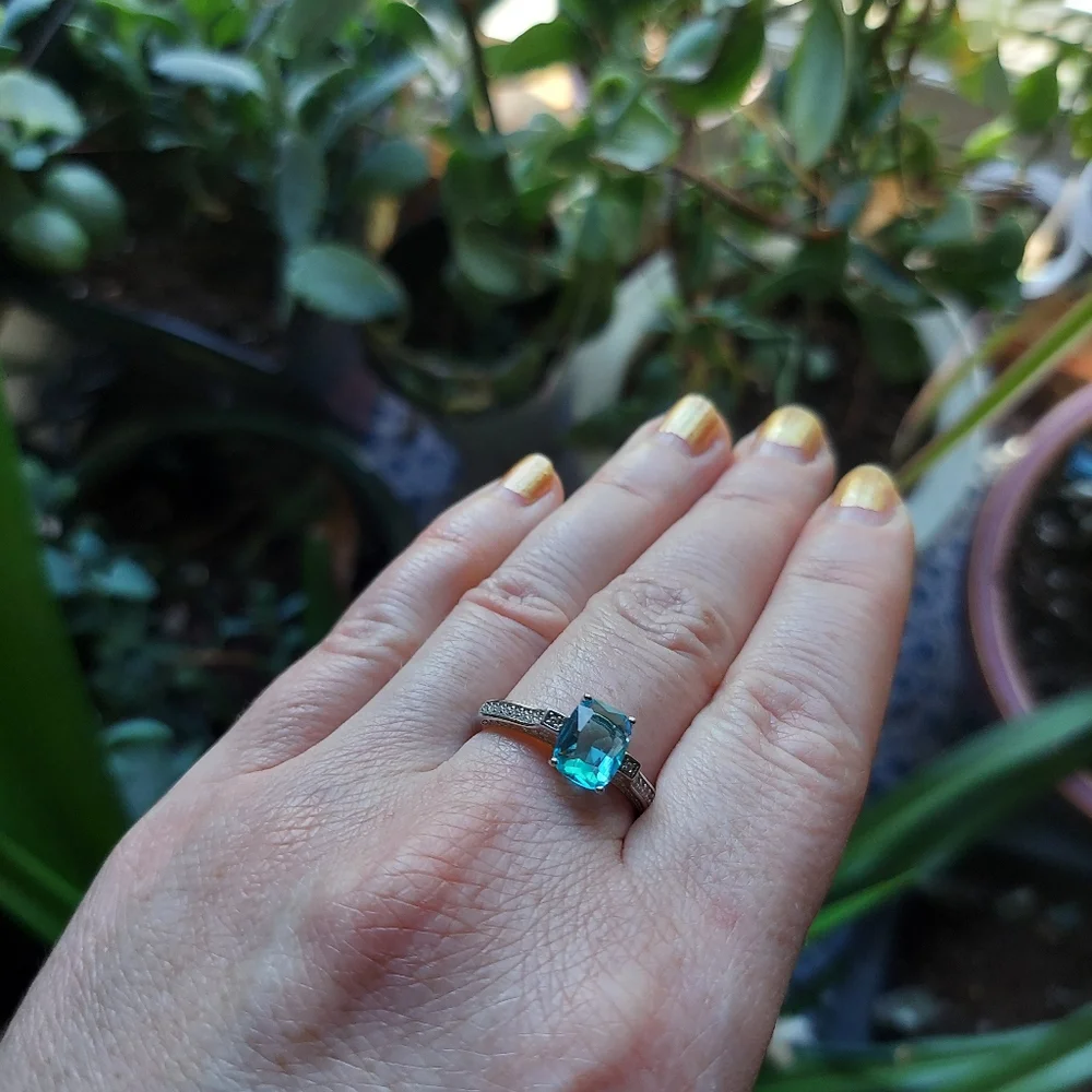 Sky Blue Topaz Ring Size 10 - Picture 7 of 15